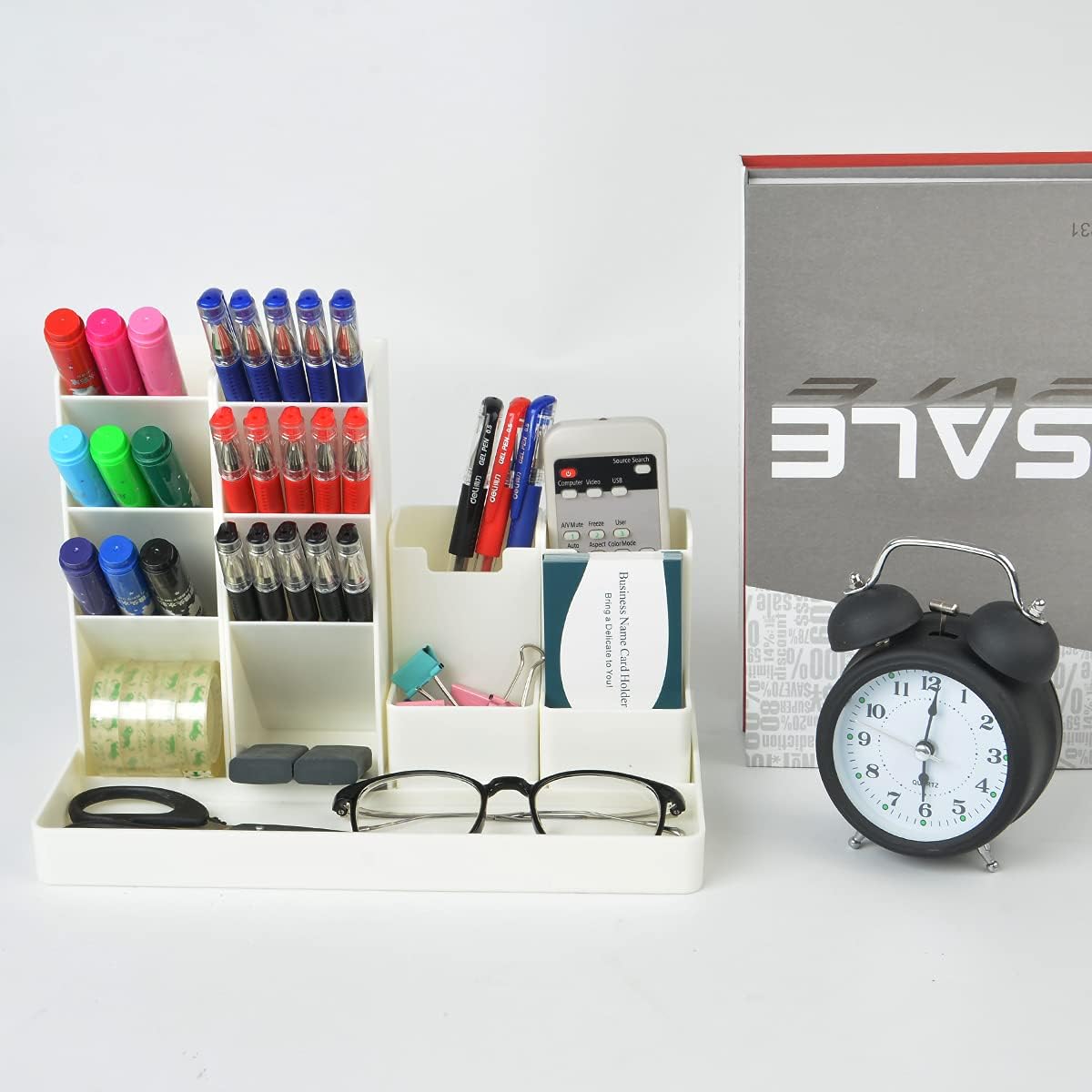SAMAZAMA Pen Organizer for Desk, Office Supplies Desk organizers and Accessories, Multi-Functional DIY Pen Holder, Desktop Stationary Organizer Caddy, Supply Organizers for Office, School, Home, Blue - Image 7